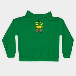 Green Zombie Pumpkin Man of Halloween Kids Hoodie